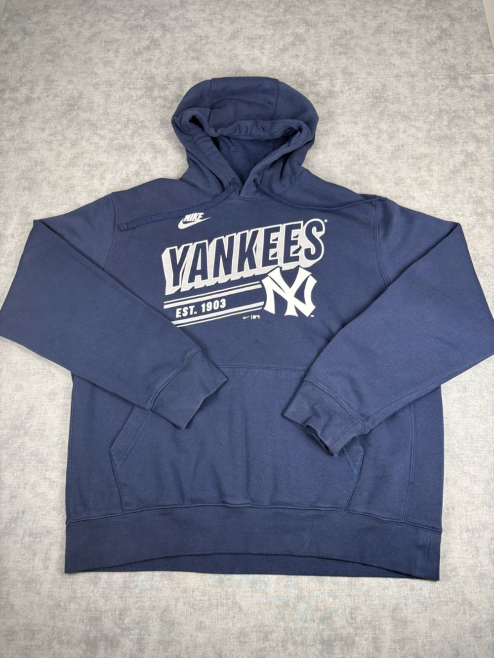 Nike NY Yankees Hoodie Large Blue MLB Pullover Sweatshirt EUC